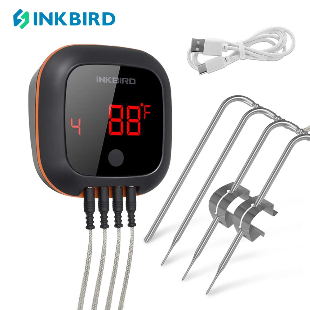 INKBIRD Digital Wireless BBQ Grilling Thermometer IBT-4XS With 2/4Probes Rechargeable Magnetic Thermometer For Oven Cooking Meat