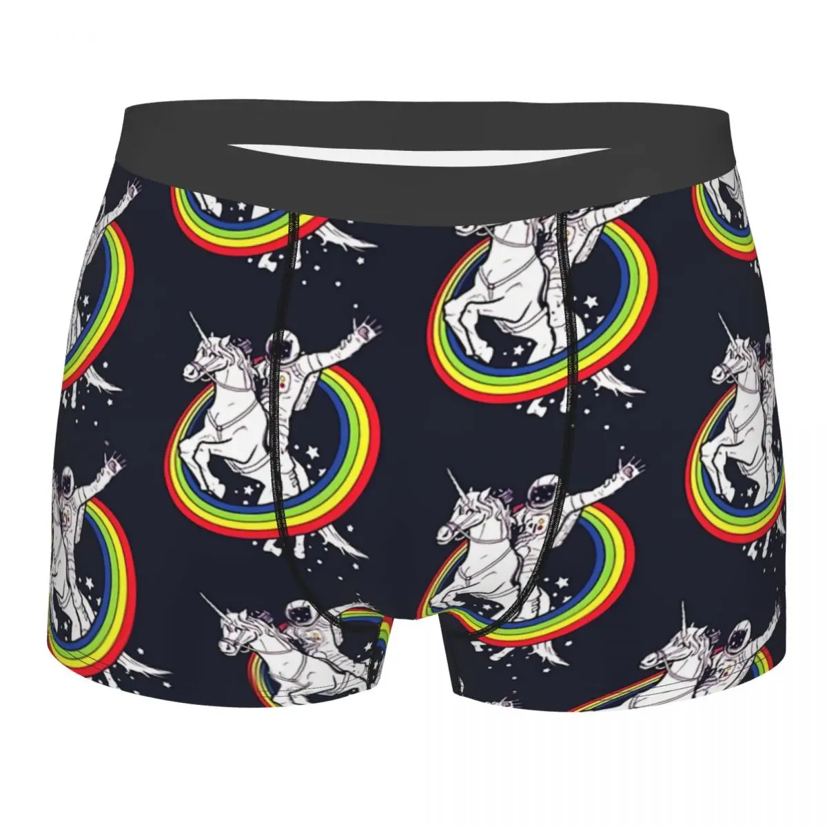 

Astronaut Riding Unicorn Rainbow Men Boxer Briefs Alien Breathable Creative Underpants High Quality Print Shorts Gift Idea