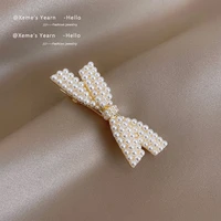 2022 new elegant pearl bow clip korean fashion hairpin jewelry girls sweet grip hairpin classic headdress for womans gift clip