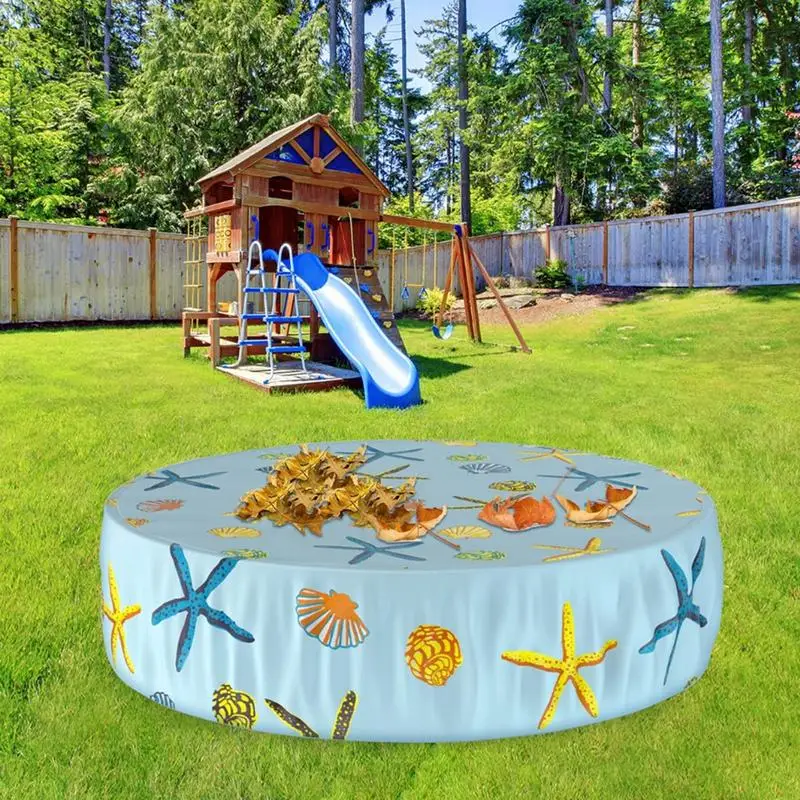 

PVC Pet Dog Bath Pool Covers Oxford Waterproof Round Swimming Pool Protective Cover With Starfish Pattern Dust-proof