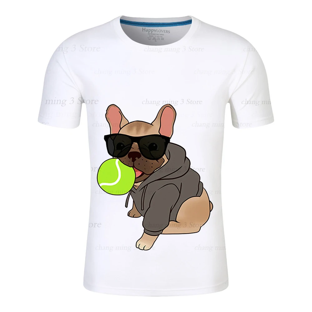 

Cute dog design men's 100% cotton T-shirt, cool short sleeves, high quality top, simple and versatile b-027