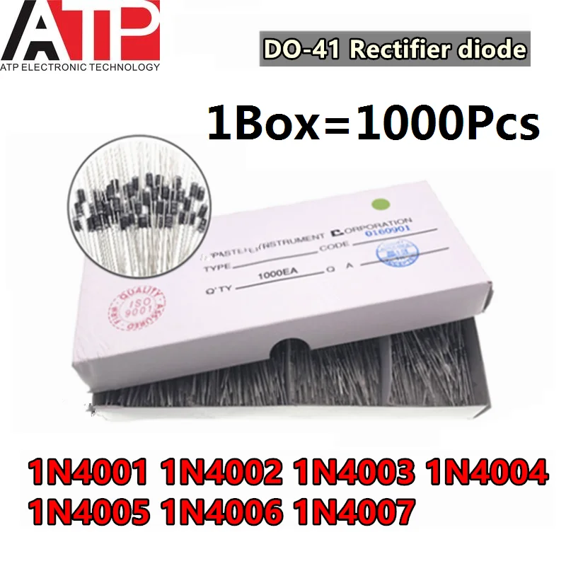 1000 шт./коробка 100% Новинка 1N4001 1N4002 1N4003 1N4004 1N4005 1N4006 1N4007 IN4007 1A 45 мм DO-41 выпрямительный диод