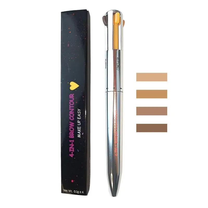 Waterproof 4 In 1 Makeup Pen | Eyebrow Pencil | Long Lasting Eye Beauty Makeup Tool For Brow Highlighting Defining