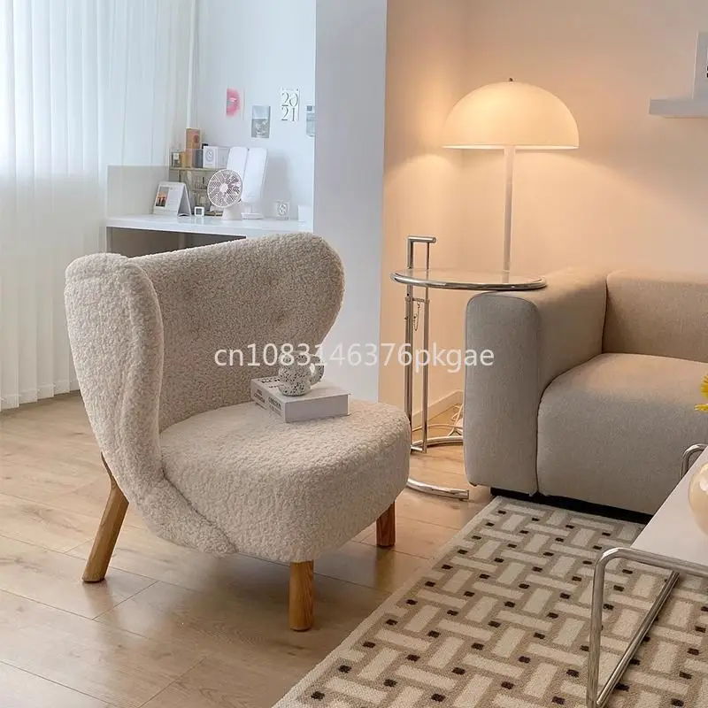 Скандинавский Одноместный Диван из овечьей шерсти в стиле ретро кремовый стул
