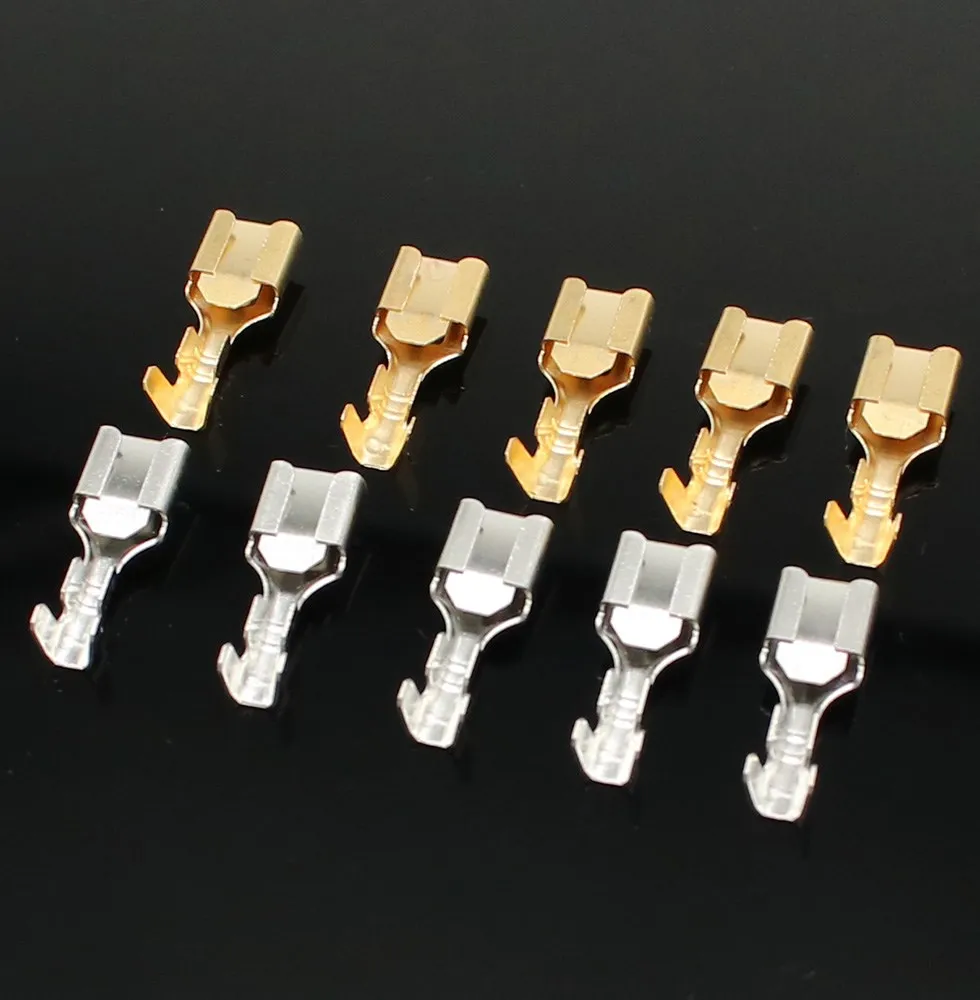 

100Pcs/50Pcs 6.3mm Automotive Crimp Terminal Male Female Spade Connector Brass Auto Splice Wire Terminals DJ611-6.3B DJ621-6.3B