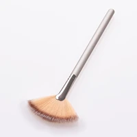 1 pcs professional fan makeup brush blending highlighter contour face loose powder brush champagne gold cosmetic beauty tools