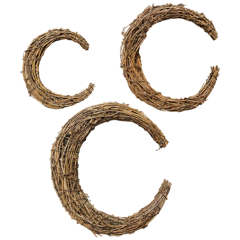 

3pcs DIY Wedding Rattan Wreath Circle Moon Rattan For DIY Wreath DIY Dream Catcher Wreath Grapevine Wreaths For Crafts