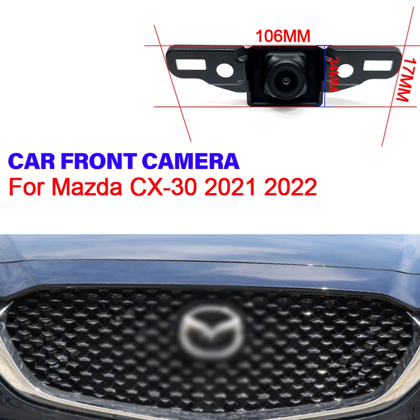 

170deg fisheye 1280*720P AHD Car front view camera For Mazda CX-30 2021 2022 front grille parking camera HD720P CVBS waterproof