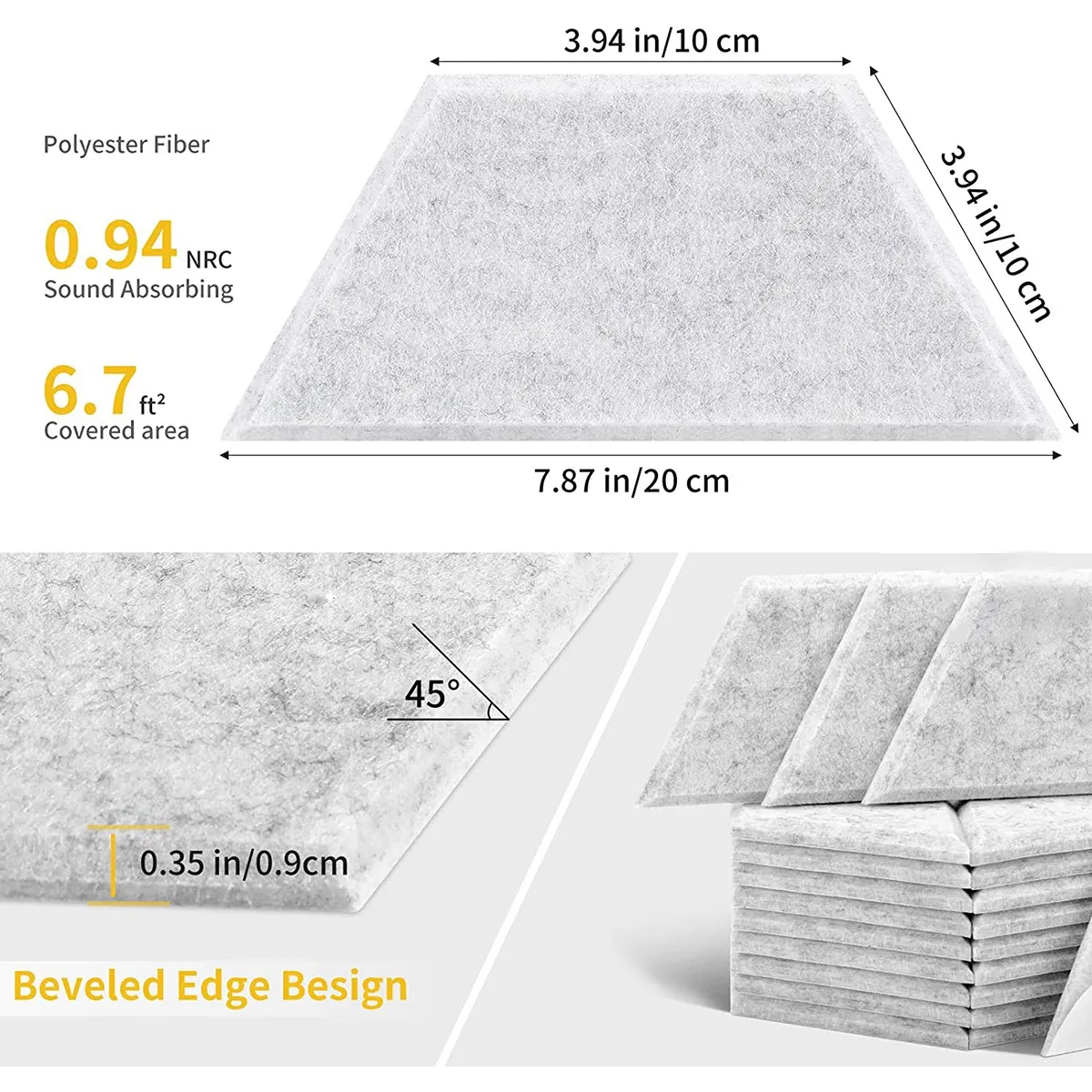 

36 Pack Acoustic Panels,Hexagon Self Adhesive Soundproof Sound Proof Foam Panels for Home Office Studio,Silver Gray