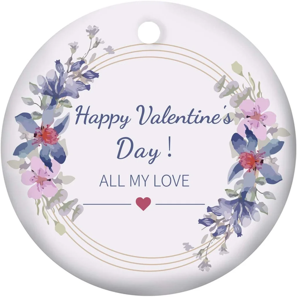 

1PC Valentine's Day Theme Ornament Romantic Theme Ornament Hanging Ornament Porcelain Pendants for Home Indoor Outdoor Double