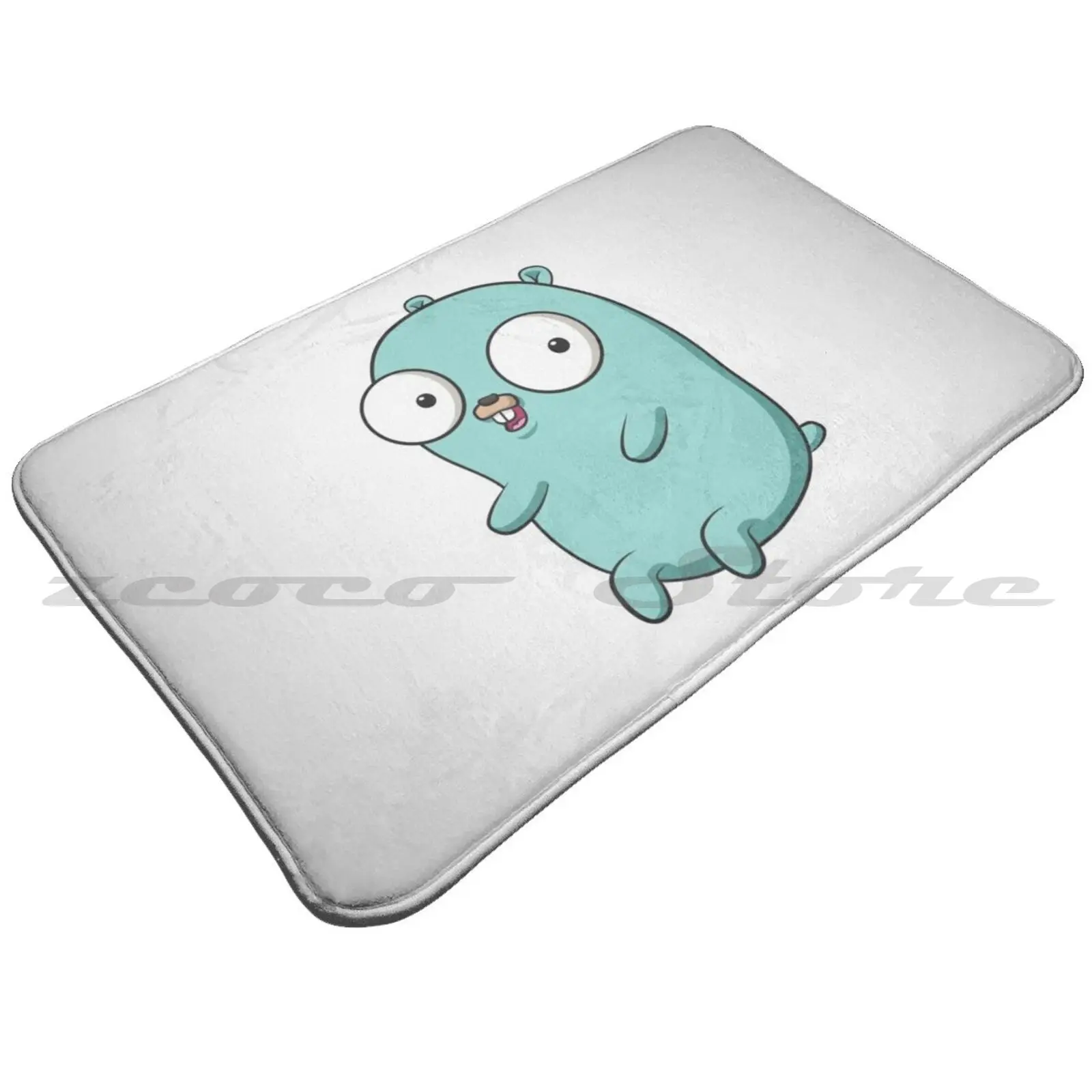 The Go Gopher: минималистичный зеленый сидящий коврик Gopher (белый) нескользящий