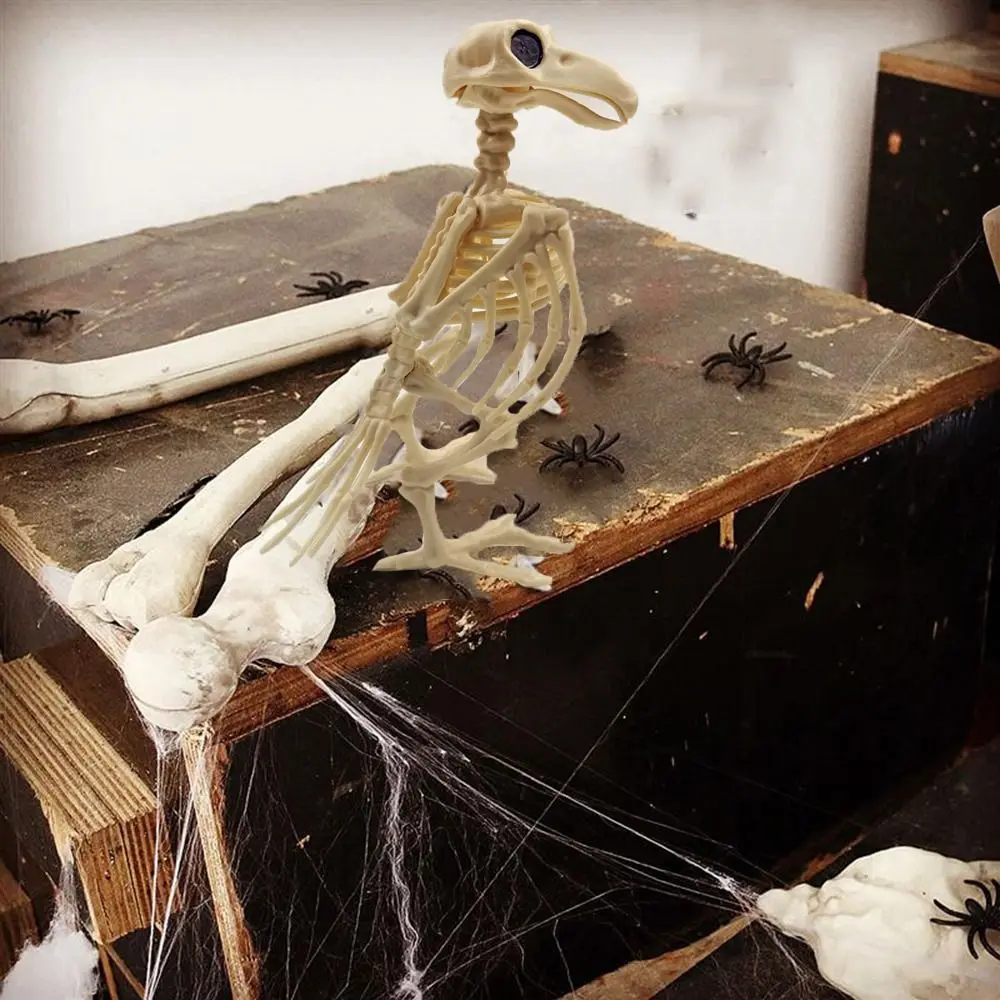 Фото Crazy Bone Skeleton Raven пластиковые скелеты животных, кости, ужас, реквизит для птиц, Ворон, скелет, украшение №3