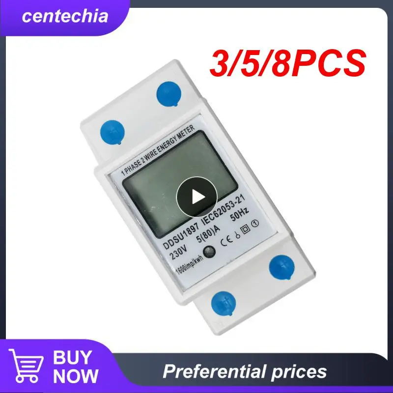 

3/5/8PCS Ac 230v 50hz Electric Din Rail Two Wire Energy Electric Meter Lcd Digital Display Energy Meter Backlight Smart Home