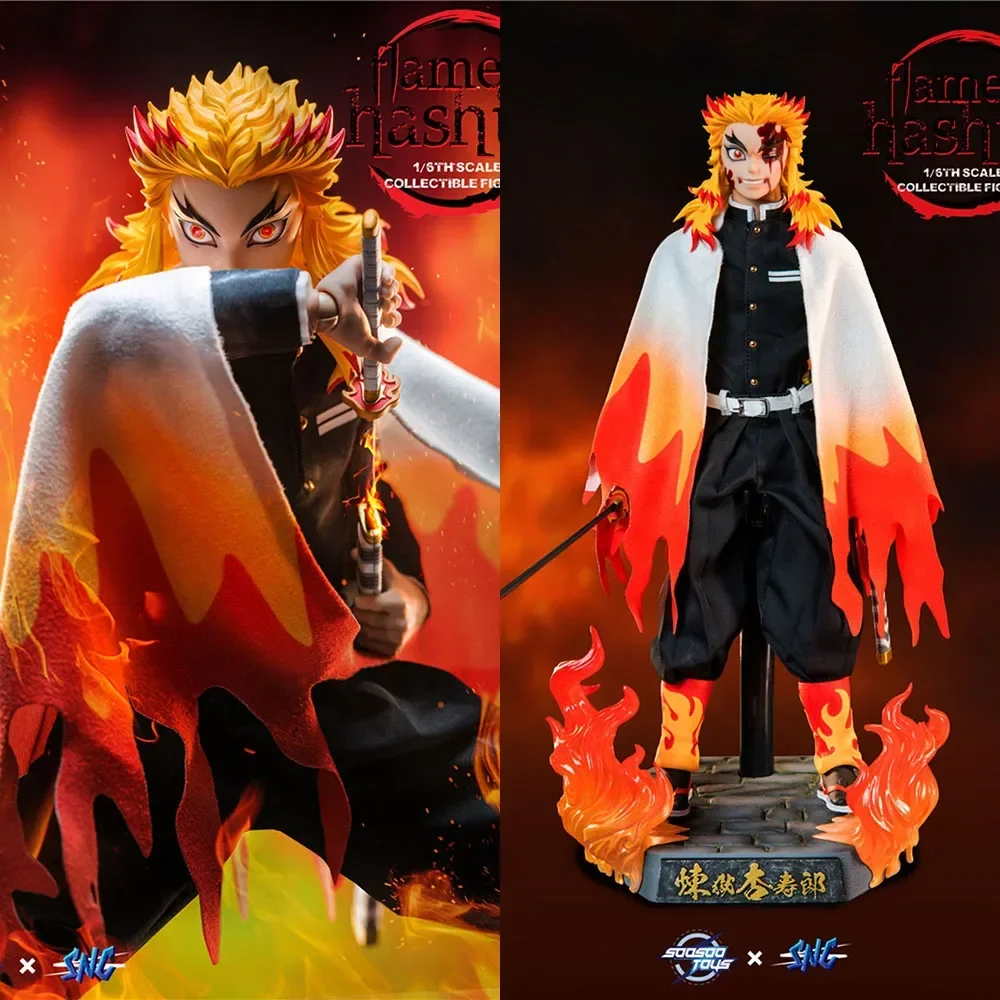 В наличии SNC SC-001 1/6 Scale Demon Slayer Rengoku Kyoujurou Фигурка с тремя головами тело куклы полный