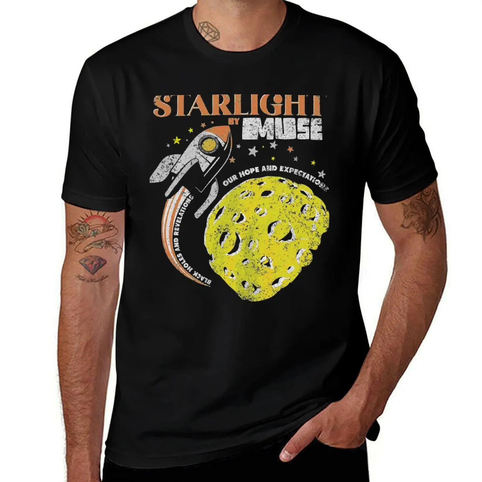 Фото Футболка STARLIGHT Muse Rock Music Band, хлопковая футболка, 100% хлопок, мужские футболки, повседневная футболка, мужская роскошная футболка №1