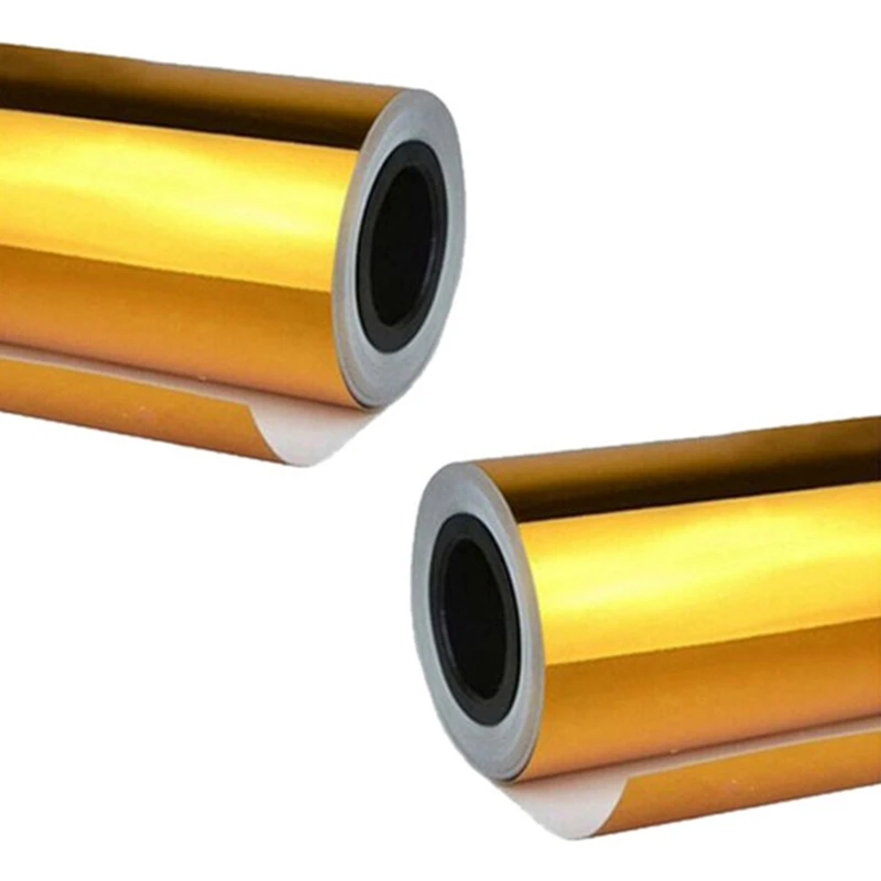 

2X хром, зеркальная виниловая пленка, наклейка, наклейка, растягивающаяся, светоотражающая, 15x20 см, золото