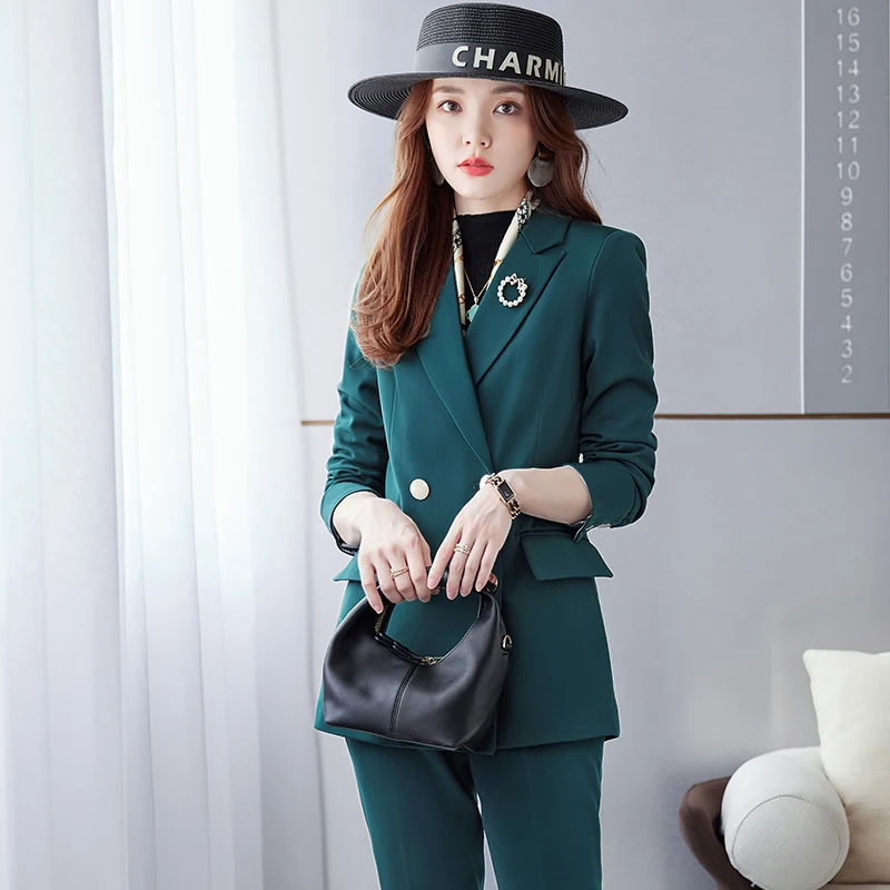 Korean Autumn Formal Ladies High Quality Blazer Women Business Suits with Sets Work Wear Office Uniform Pants Jacket Two Piece enlarge