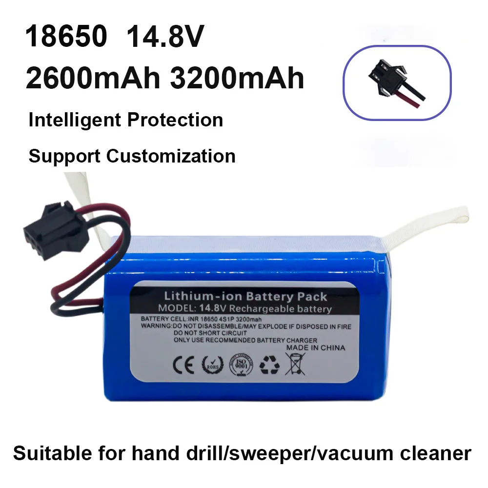 

14.8V Battery Pack 2600mAh 3200mAh Rechargeable Battery 18650 Lithium Battery Replacement for Ecovos V7S A6 Pro Eufy RoboVac 35C