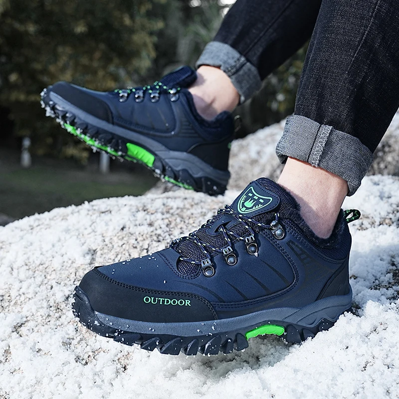 

Leather Boots Men Waterproof Winter Shoes Luxury Brand Designer Women Warm Plush Snow Boots Men Work Casual Shoe 2023 Ankle Boot