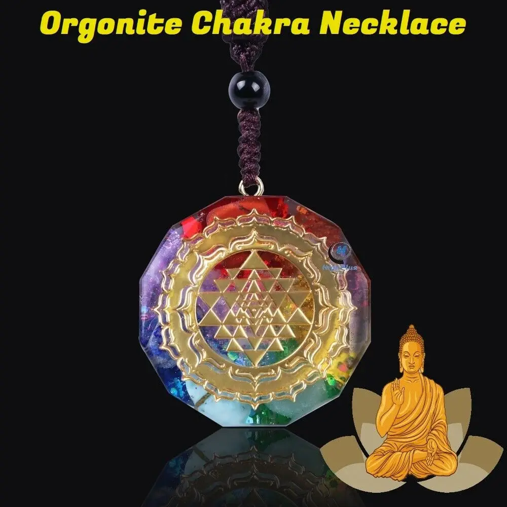 

Classic Healing Orgonite Chakra Necklaces For Men Women Natural Crystal Gravel Agate Pendant Necklace Fashion Jewelry GIfts