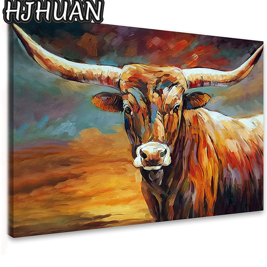

5D Diy Doodle animal art, Dutch highland cattle Diamond Painting Full Round Square Drill Art Picture Home Decor Birthday Gift