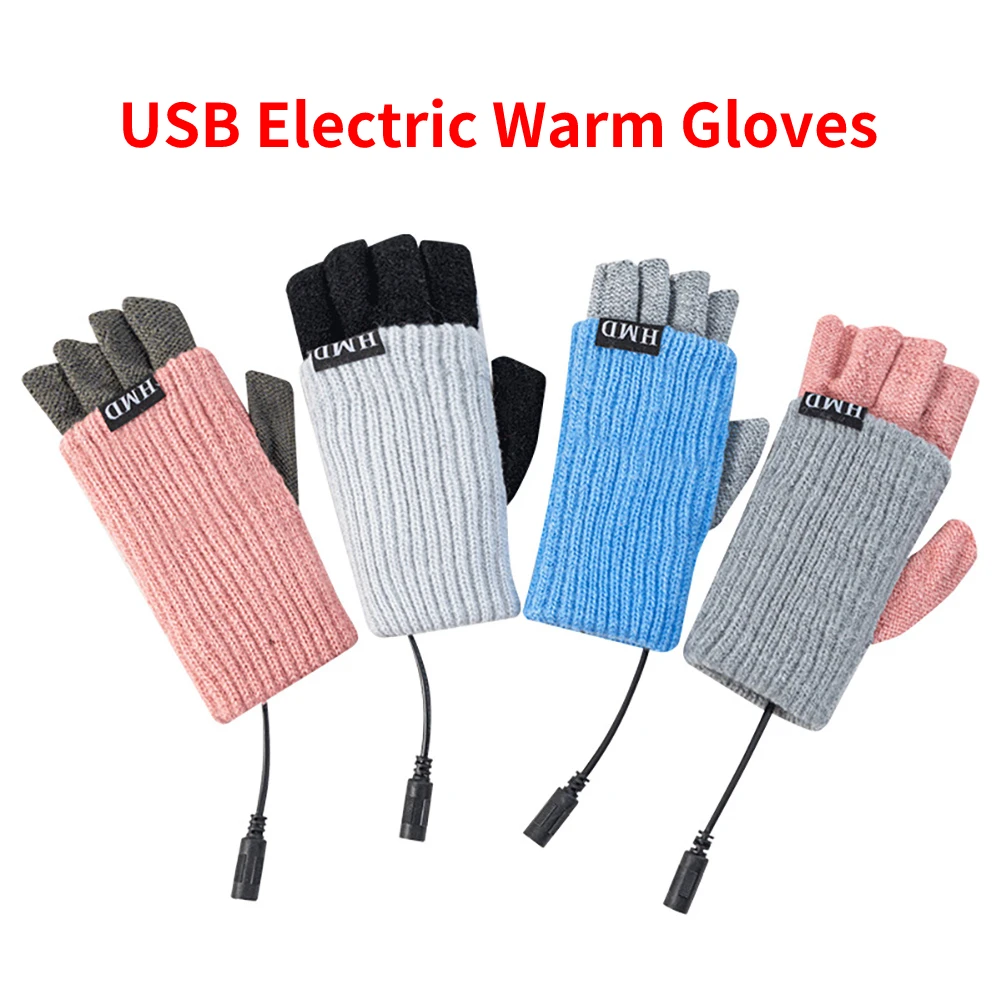 

USB Warm Hand Heating Gloves Fingerless USB Electric Heating Gloves Constant Temperature for Skiing Riding Hiking Hand Protector