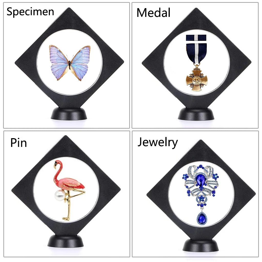 

6 шт., 3D плавающая витрина, подставка для монет, медалей, коробка для хранения ювелирных изделий, медальон для монет, органайзер для булавок, о...