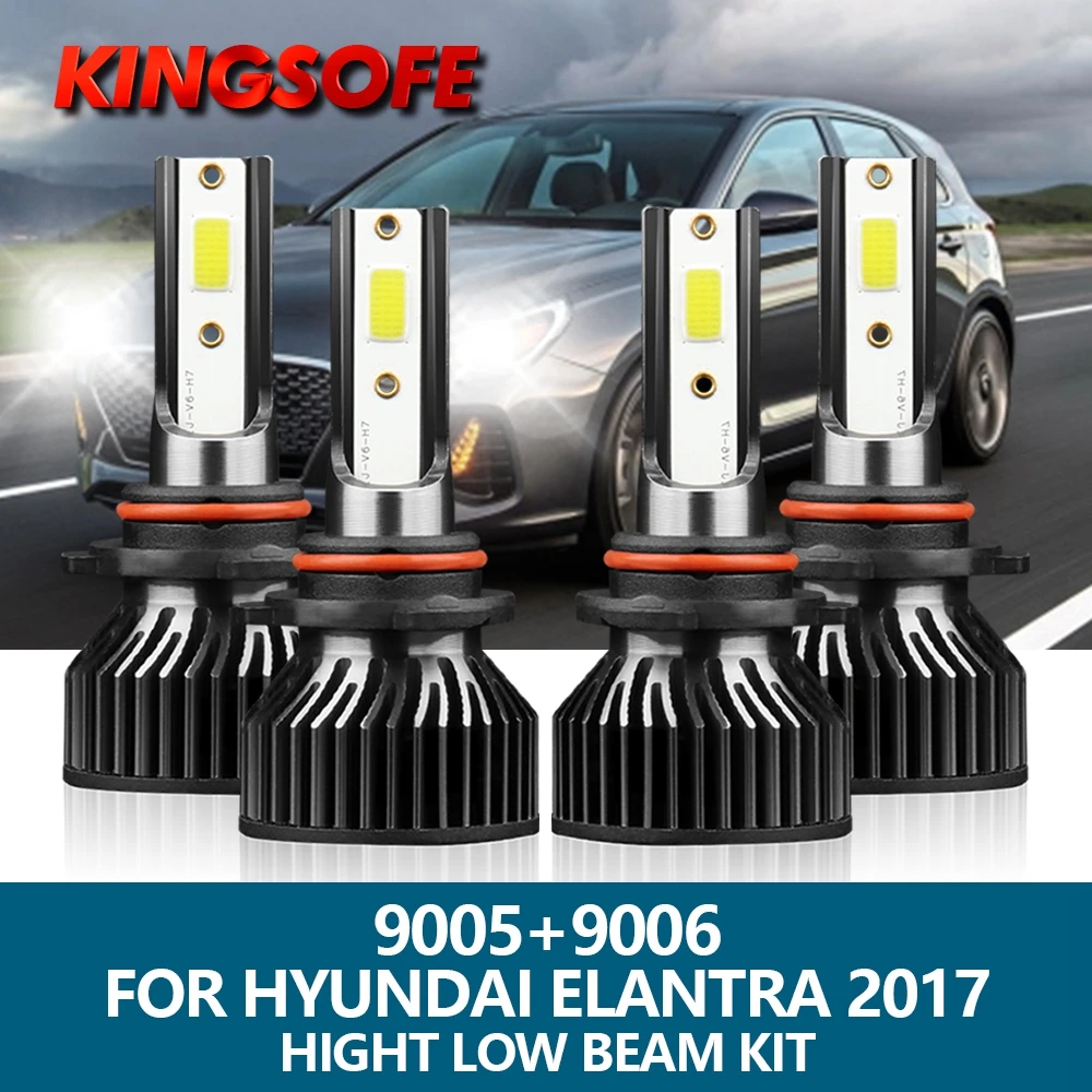 

4 шт., лампы для передних фар Hyundai Elantra 9005 HB3 9006 HB4 6000 лм 72 Вт 2017 K