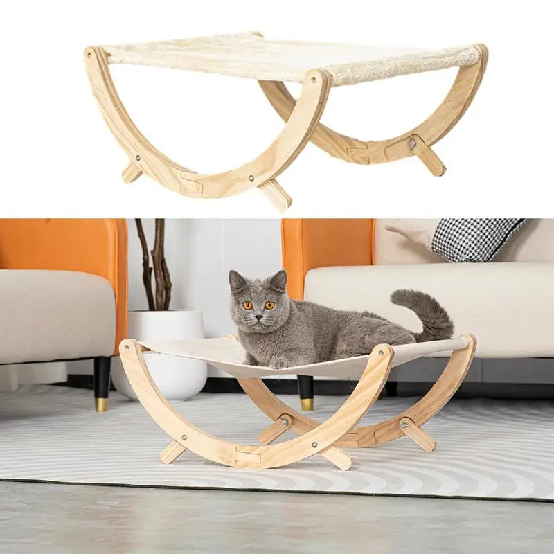 

Кроватка-гамак для кошек, подвесная койка для домашних питомцев, деревянный шейкер для маленького размера, прочная деревянная рама, кресло-...