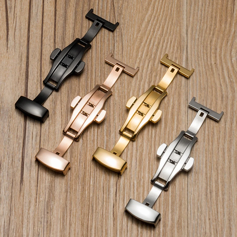 

Stainless Steel Butterfly Deployment Buckle Automatic Clasp for Apple Galaxy Watch Band Strap Tool 16mm 18mm 20mm 22mm 24mm