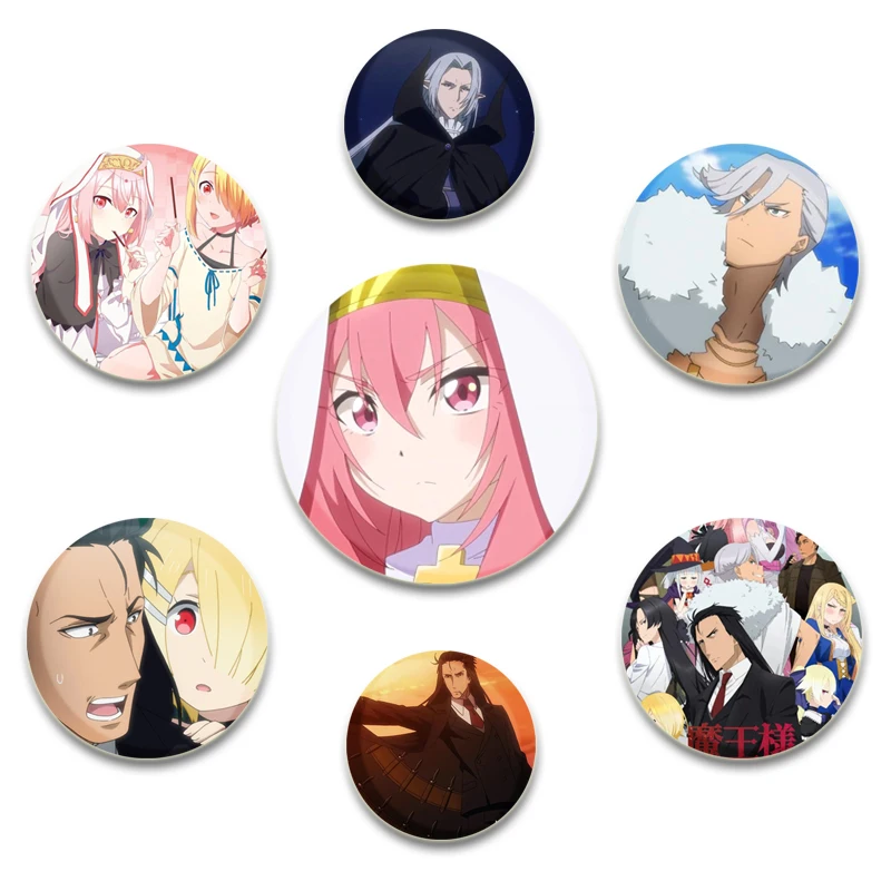 58mm Anime Demon Lord Retry! Round Pin Handmade Brooches for Clothes Backpack Decoration Cartoon Badge Jewelry Accessories Gift