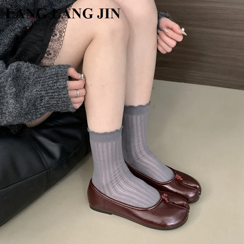 Женские туфли на плоской подошве Tabi Ninja модные балетки с разделенным носком и