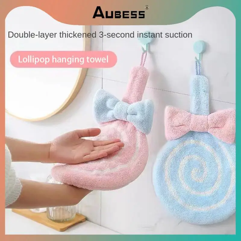 

Lollipop Shaped Soft Hand Towel Soft Multipurpose Microfiber Towels Quick Drying Comfortable Hand Towel Coral Velvet Material