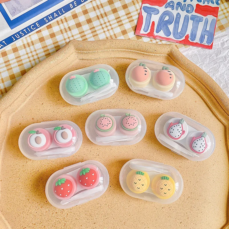 

1PCS Cute Girl Contact Lens Case Fruit Syle Women Mini Cute Lovely Eyes Color Contact Lenses Container Box Travel Kit