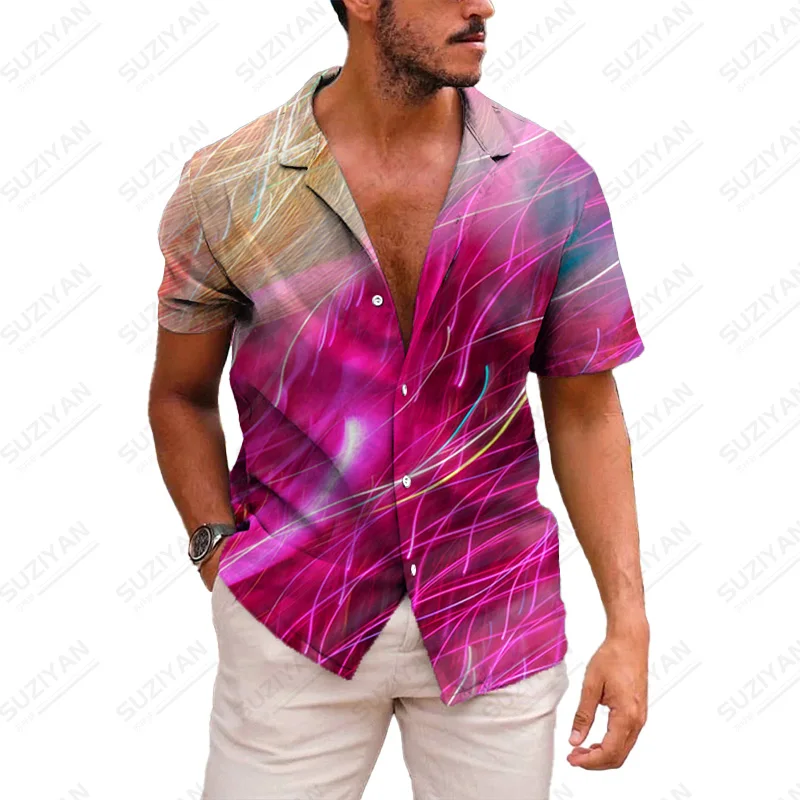 

Shirts Large Size Gentlemanlike Harakuju Art Oversized Clothing Men Funny Patterns Hawaiian Color Fashionable Japanese Street