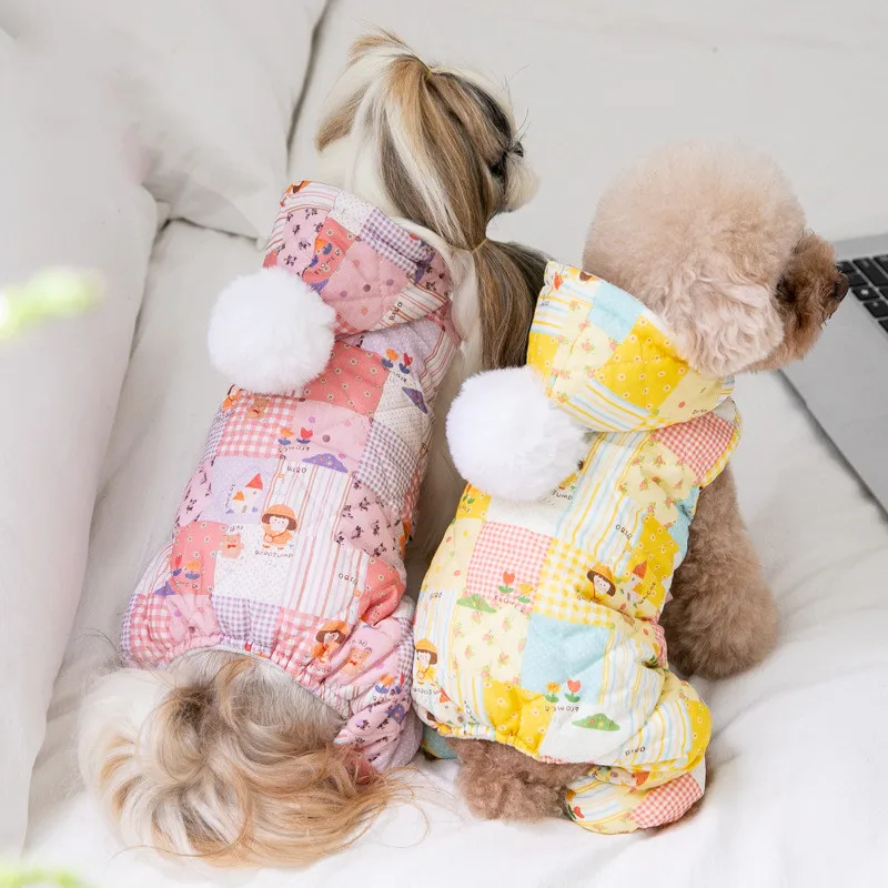 

Warm Pet Clothing Winter Small Dog Clothes Jumpsuit Hooded Coat Jacket Puppy Apparel Pomeranian Poodle Bichon Schnauzer Costumes