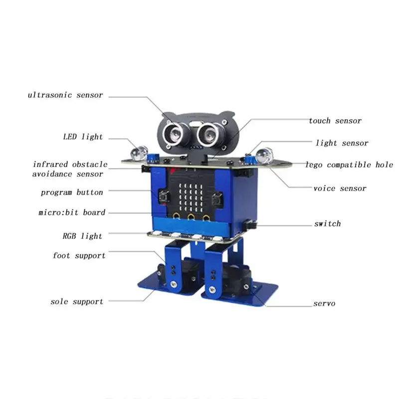 Программируемый робот popop HappyBot Mixly+XR: двухногий робот для ходьбы, танцев и музыки, с поддержкой Micro:Bit, программирование через приложение, робот-машинка (art.: 3920dbdbef7f9) - 3920dbdbef7f9