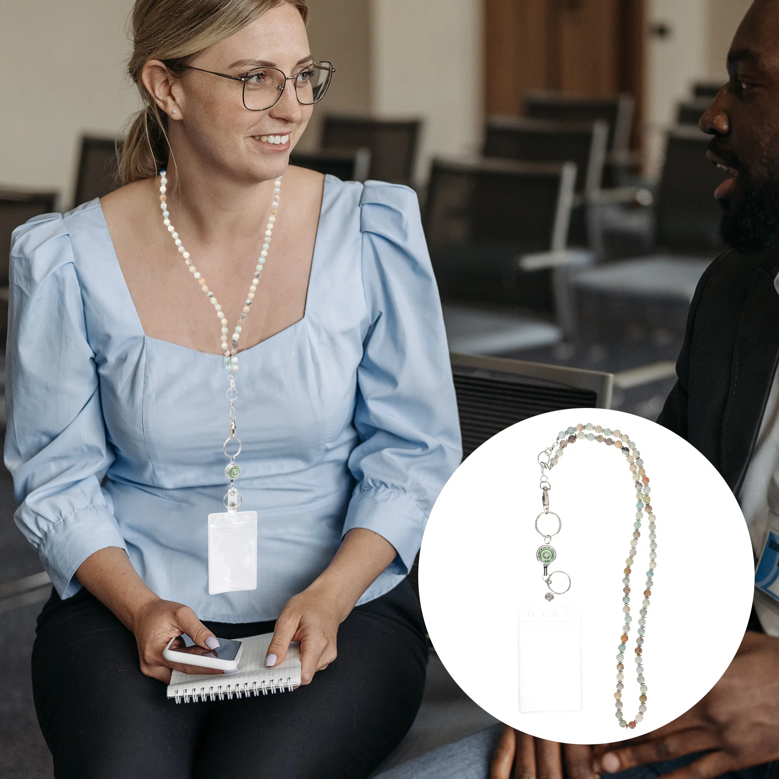 

1 Set Retractable Badge Lanyard Officer Nurse Lanyard Necklace for ID Badges