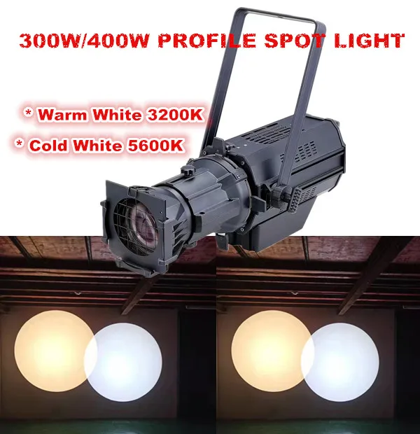 

2pcs High Power COB led stage spotlight 300W/400w Leko Ellipsoidal Light Profile WW/CW TV Studio Theater Lighting Die Casting