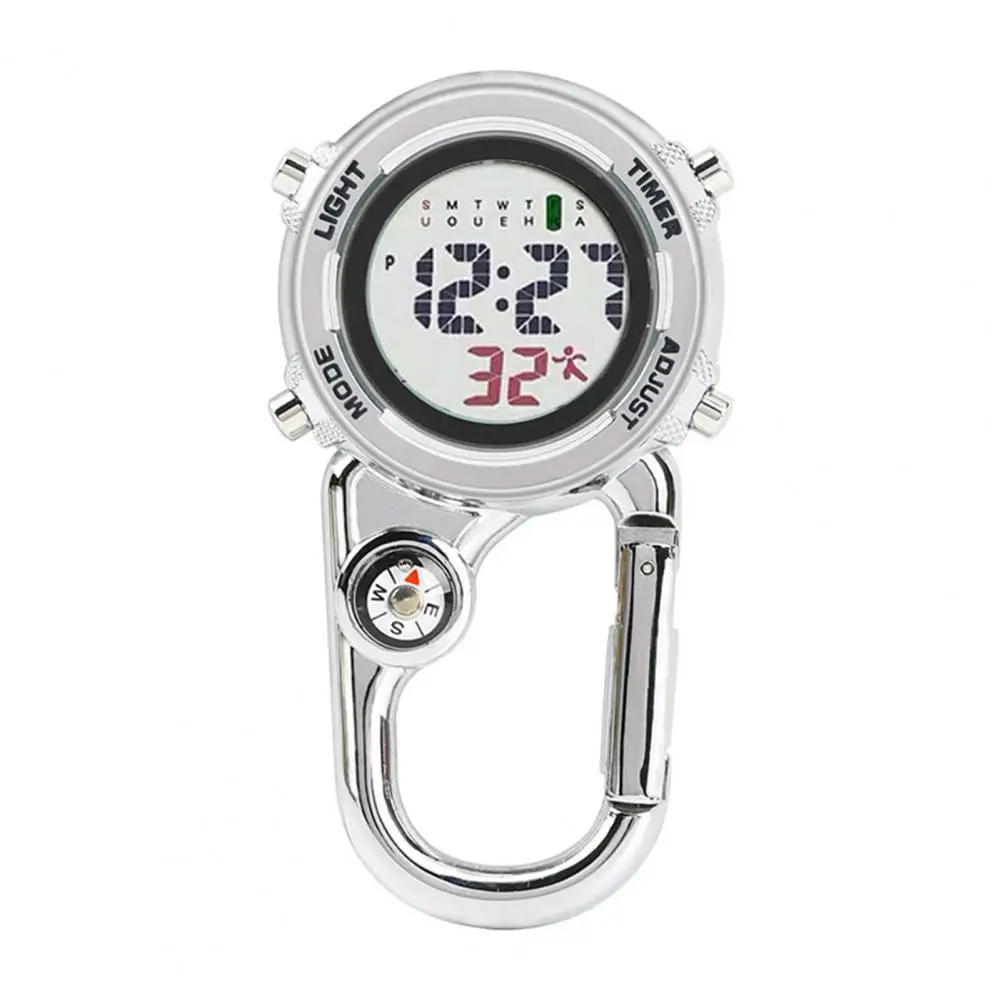 

Digital Carabiner Watch Anti-oxidation Shock Resistance Energy-saving Anti-scratch Backpack Belt Pocket Clip on Outdoor Watch