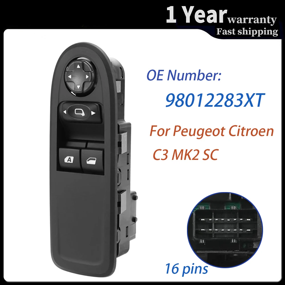 98012283XT для Peugeot Citroen C3 MK2 SC передний левый боковой Электрический переключатель