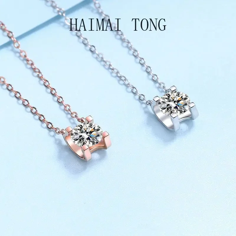 Женская цепочка с подвеской из муассанита платины бриллиантом 0 5/1/2 карата