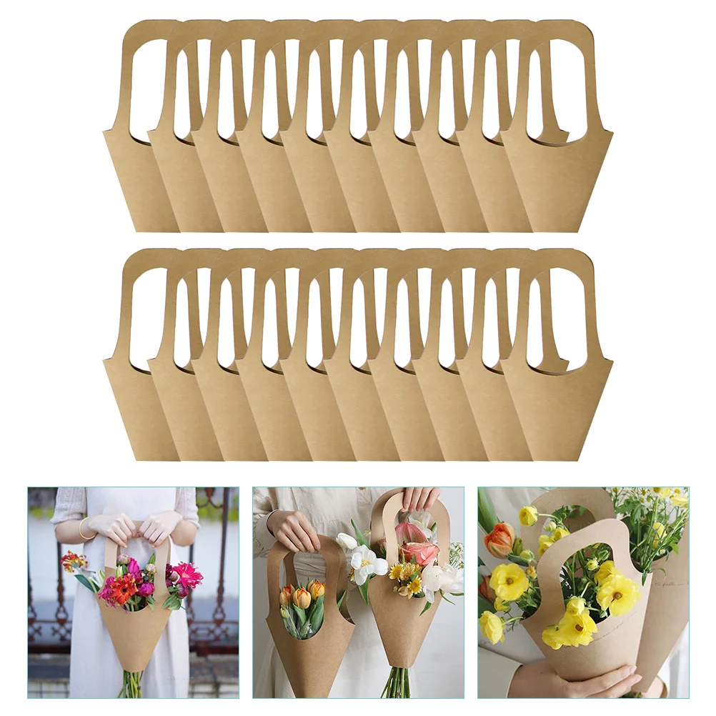 

20pcs Kraft Paper Flower Bouquet Packaging Bags Flower Bouquet Wrapping Bags Flower Gift Bags