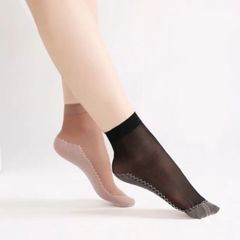 10 pairs of spring and autumn non slip crystal silk socks, wear-resistant silk stockings, women's thin middle tube