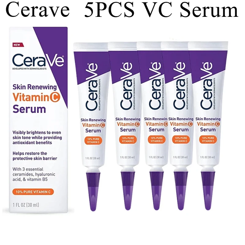 

5PCS CeraVe Vitamin C Serum With Hyaluronic Acid Organic Anti-Aging Brighten and Repair Skin Barrier Moisturizing 30ml