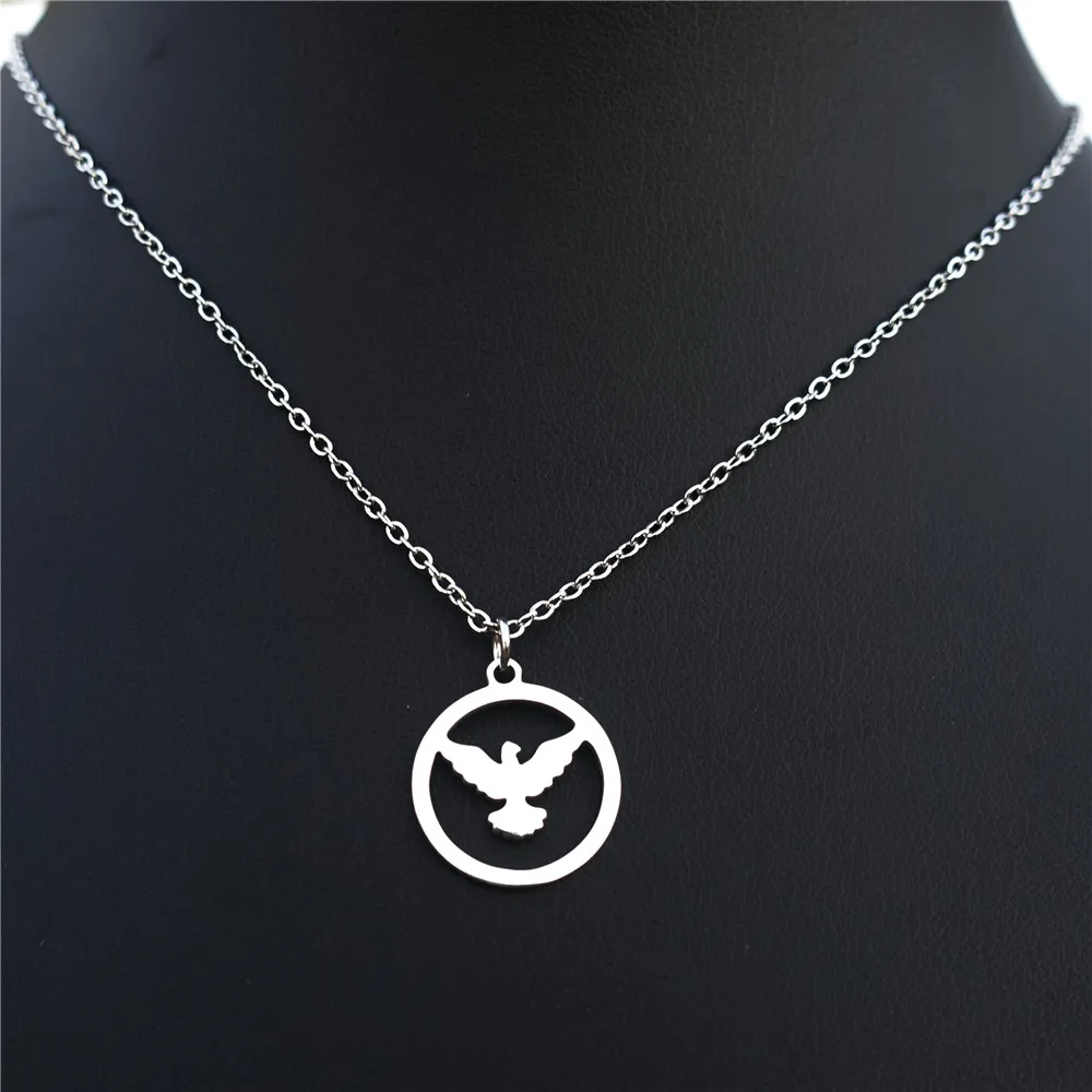 

12 Pieces Flying Dove Necklace Stainless Steel Pendant Doves of Peace Clavicle Necklaces For Office Ladies Jewelry Wholesale