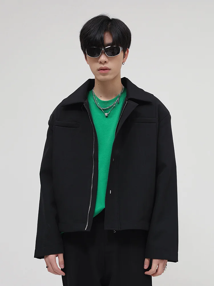 

SYUHGFA Korean Style Small Metal Decoration Minimalist Men Clothing Casual Solid Color Jacket 2022 Spring Fashion New Tops