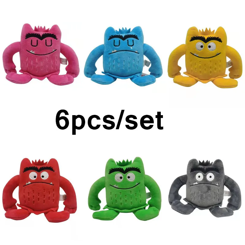 

6pcs/set 15cm The Color Monster Plush Toys Cute Education Story Colorful Monster Soft Stuffed Peluche Dolls for Girls Boys