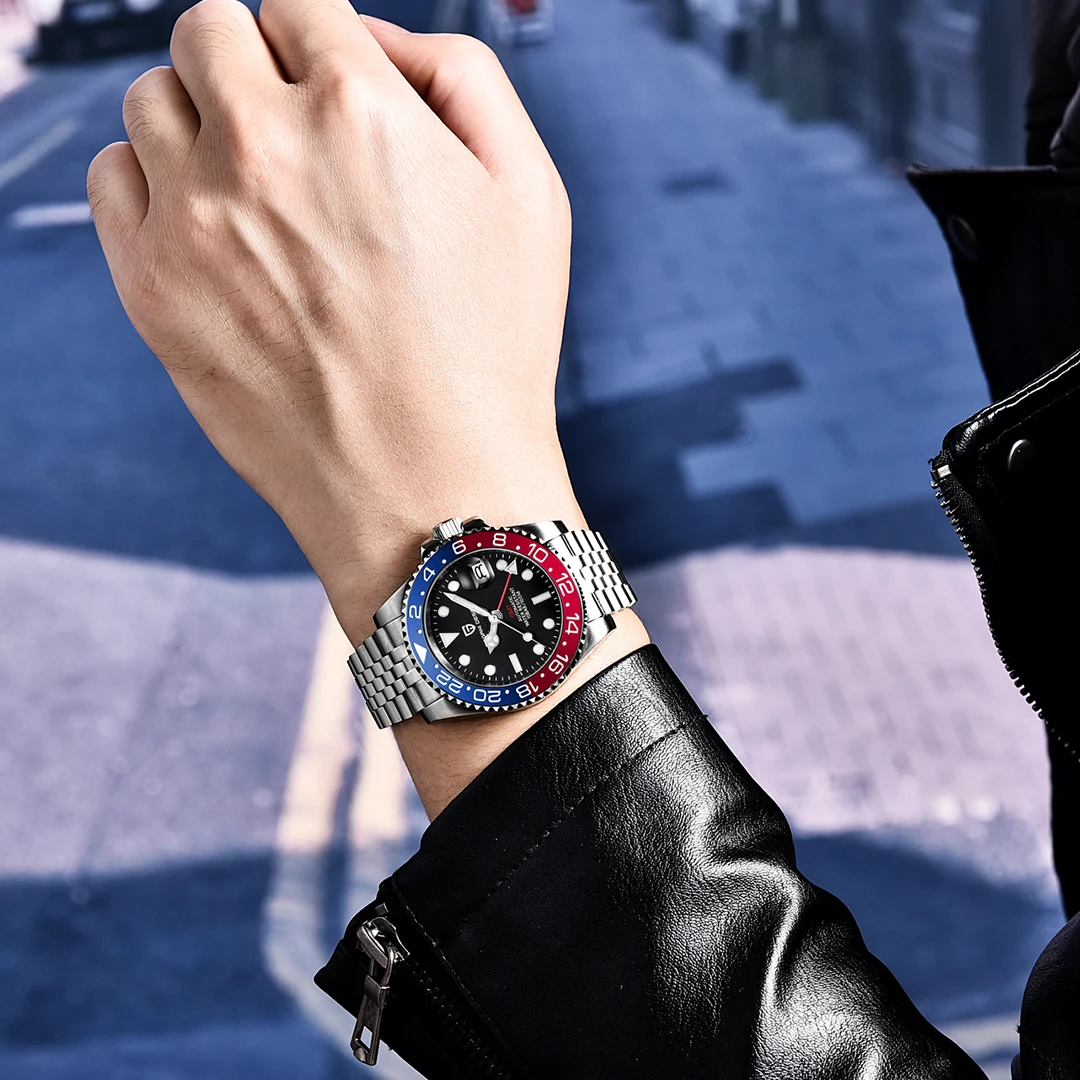 PAGANI Дизайн Топ бренд GMT Мужские механические часы Роскошные сапфировое стекло