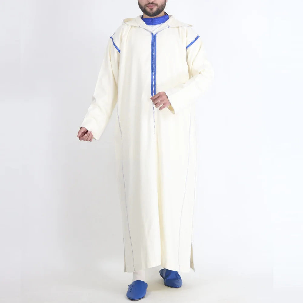 4XL 2023 Muslim Jubba Thobe Clothes Men Hoodie Ramadan Robe Kaftan Abaya Dubai Turkey Islamic Clothing Male Casual Loose Robe